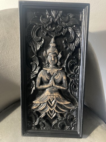 Vintage wooden carved buddha - carved,