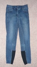 Horze Kaia Denim Silicone Full Seat Breeches Size 12 EU38