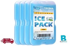 TOPOKO Ice Packs for Lunch Bags, Cooler, Freezer thick, 4 pack blue 