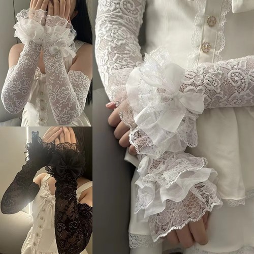 Bowknot lace fingerless - lace, gloves