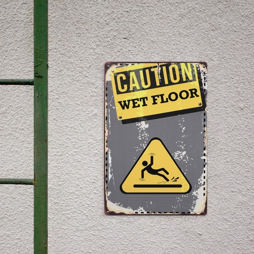 Iron wet floor caution - wet, sign