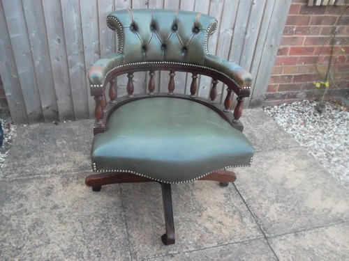 Captains chair green - chair, leather