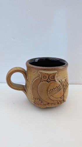 Vintage studio pottery owl mug - vintage,
