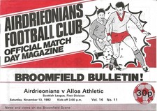 Airdrieonians v Alloa Athletic Scottish League First Division 13th Nov 1982