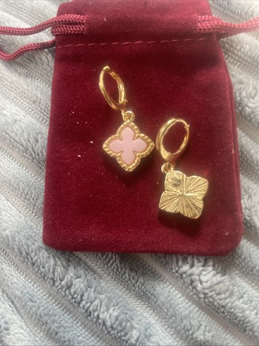 Pink and gold leaf clover - pink, 4