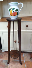 Vintage dark wood 2 tier plant stand, mid century, tall & thin, 89cm