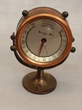 Vintage Copper 'Gunga Din' Swivel Desk Thermometer / Ships Wheel Design
