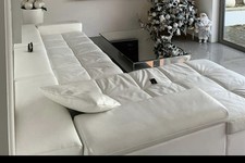 Denelli - Gio Corner Sofa - Left Hand Facing - 222cm X 325cm -BT27 White Leather