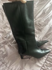 Black Leather Black Kitten Heel Ankle Boots, M & S, Brand New. Uk Size 8