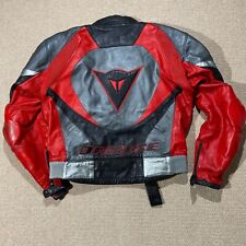VINTAGE Dainese Leather Motorcycle Jacket Mens Large 56 EU Red Black Racing