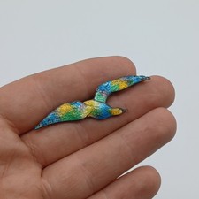 Vintage Blue And Yellow Enamel Swallow Bird Brooch Pin Antique