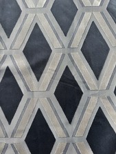 NEXT Navy Collection Luxe Heavyweight Geo Cut Velvet Lined Curtains 90” x 88”