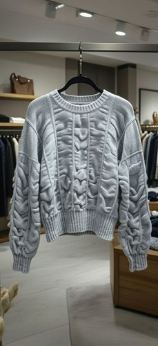 Grey cropped cable knit - cable,
