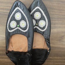 Black And White Babouche Shoes - Moroccan Shoes
