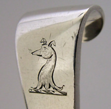 HUNTER FAMILY GREYHOUND CRESTED STERLING SILVER LADLE 1889 62g ANTIQUE HOOK END