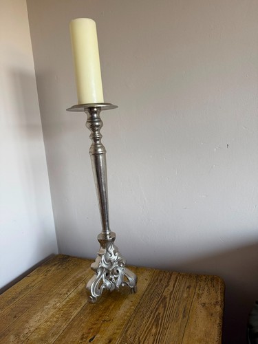 Tall silver gothic candle - tall,