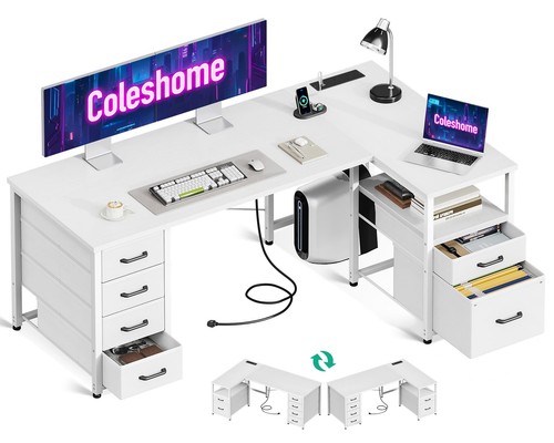 Shaped computer desk with - shaped,