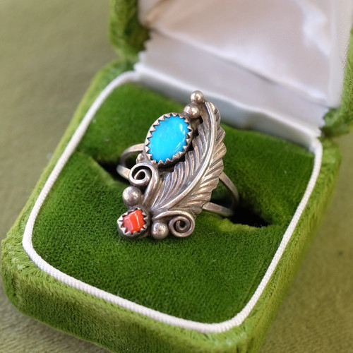 Silver navajo turquoise ring - navajo,
