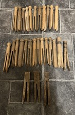 28 Vintage handmade gypsy Wooden Clothes dolly Pegs Old ,  Laundry Rustic