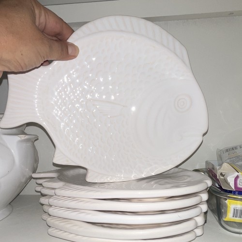White ceramic fish platter - white,