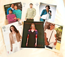 6 Woman's Men's Knitting Patterns Louisa Harding, Jaeger , Araucania etc 28"-48"