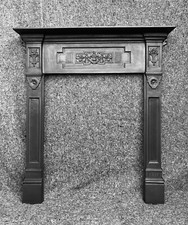 ANTIQUE VICTORIAN EDWARDIAN CAST IRON FIREPLACE FIRE WOODBURNER SURROUND