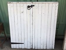 Salvaged Old Pair Of Painted Pine Wooden Garden Gates 133x131.5cm