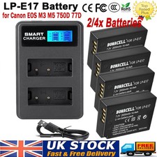 2x 4x LP-E17 Battery +Dual Charger for Canon EOS 77D 200D 250D 760D 750D 800D M5