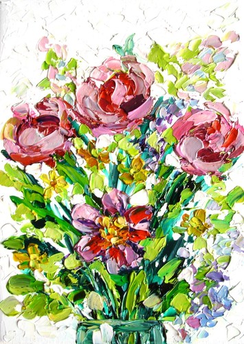 Peonies vase flowers - in,