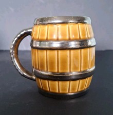 Wade - Vintage Half Pint Beer Mug / Tankard - Barrel With Chrome Banding