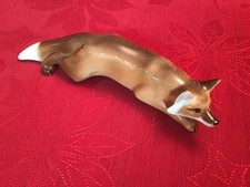 Rare Lomonosov Imperial Porcelain Crouching Fox Figurine Unique Russian Signed