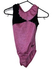 GK Pink & Black Crushed Velvet Sleeveless Gymnastics Leotard Silver Twinkles 