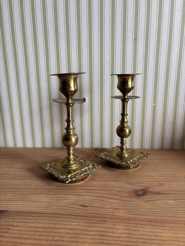 Pair vintage brass candle - 2x,