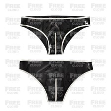 Womens Latex Briefs with Crotch Zipper Rubber Underwear Fetish Clubwear 0.4mm
