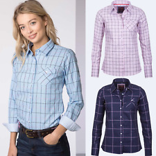 Rydale Checked Shirt Soft Cotton Long Sleeve Check Blouse Work Top 4 Colours