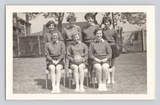 Old B&W Photo Girls Netball Team School Uniform