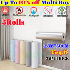 5X 3M Thick Self Adhesive Thermal Insulation Wallpaper Plain Linen Wall Sticker