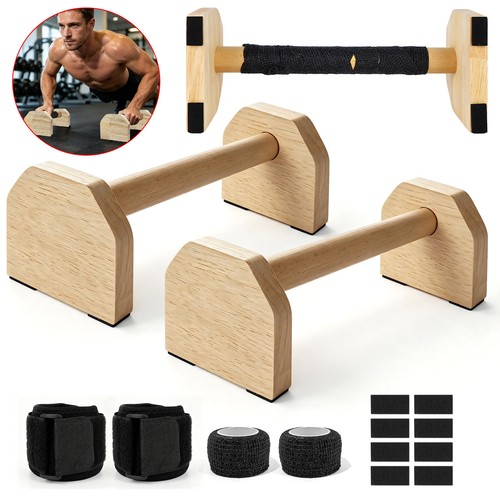 Wooden parallettes solid - wooden,