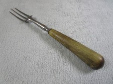 Lovely Antique 3 Pronged Wooden Handled Pickle / Fork 17cm long