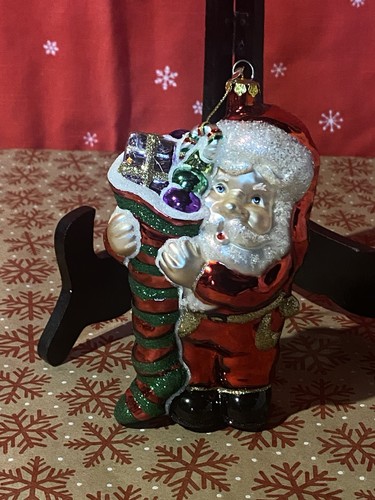 Vintage glass santa with - santa,