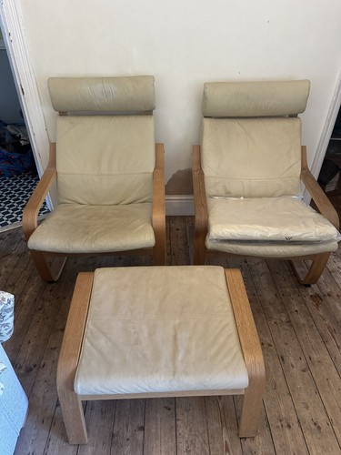 Ikea poang cream beige leather - cream,