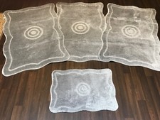 ROMANY WASHABLE GYPSY MATS 4PC SET NON SLIP THICK TARGET DESIGN SILVER GREY RUGS