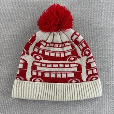 Red and cream winter beanie