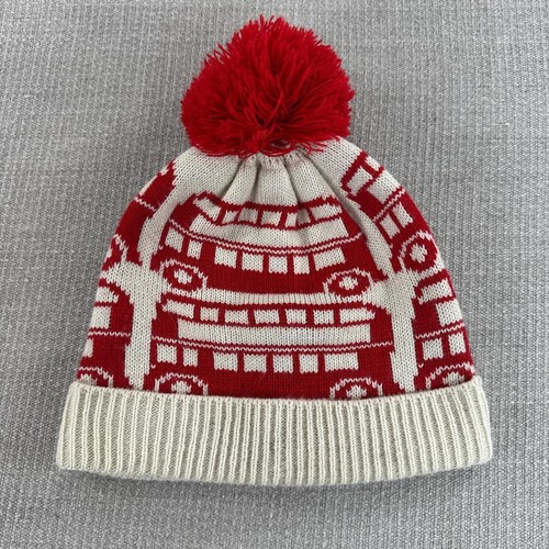 Red and cream winter - , beanie