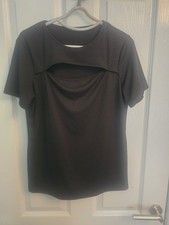 Shein Black Peep Hole Short Sleeve Top Size 16