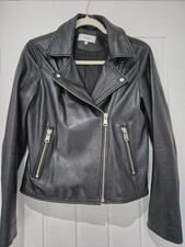Ladies Reiss Leather Biker Jacket Size 10