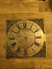 Antique Christopher Day Longcase Grandfather Engraved Brass Face 28x28cm T