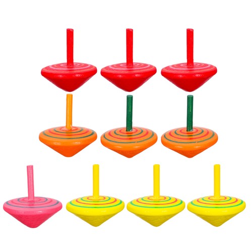 10pcs wooden spinning tops toy - wooden,