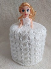 white hand knitted lacy toilet