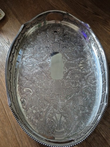 Vintage silver plated tray - plated,